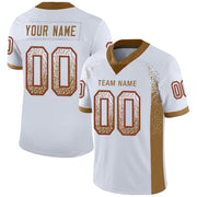 Custom White Old Gold Red Drift Fashion Football Jersey for Men and Women