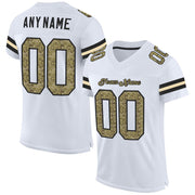 Custom White Camo Black Football Jersey for Men and Women
