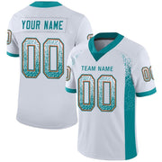Custom White Aqua Orange Drift Fashion Football Jersey for Men and Women