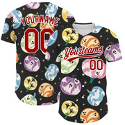 Halloween Red Black Cute Ghost Swirl Custom Baseball Jersey