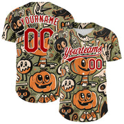 Halloween Red Olive Pumpkin Madness Cartoon Custom Baseball Jersey