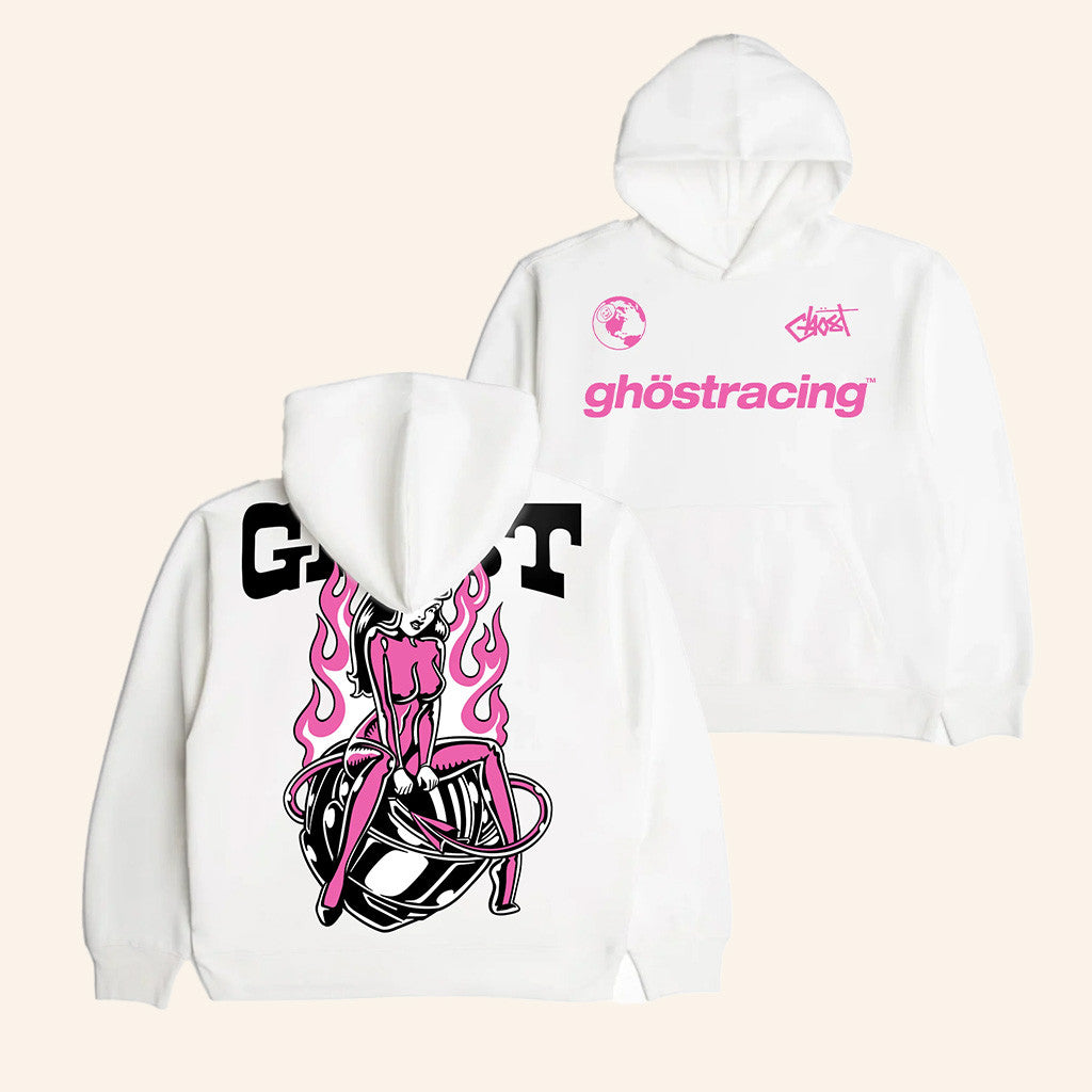 Ghost Racing Merch Ghost Girl Pink Hoodie Best Gifts For Racing Lovers - Thriftgiftshop