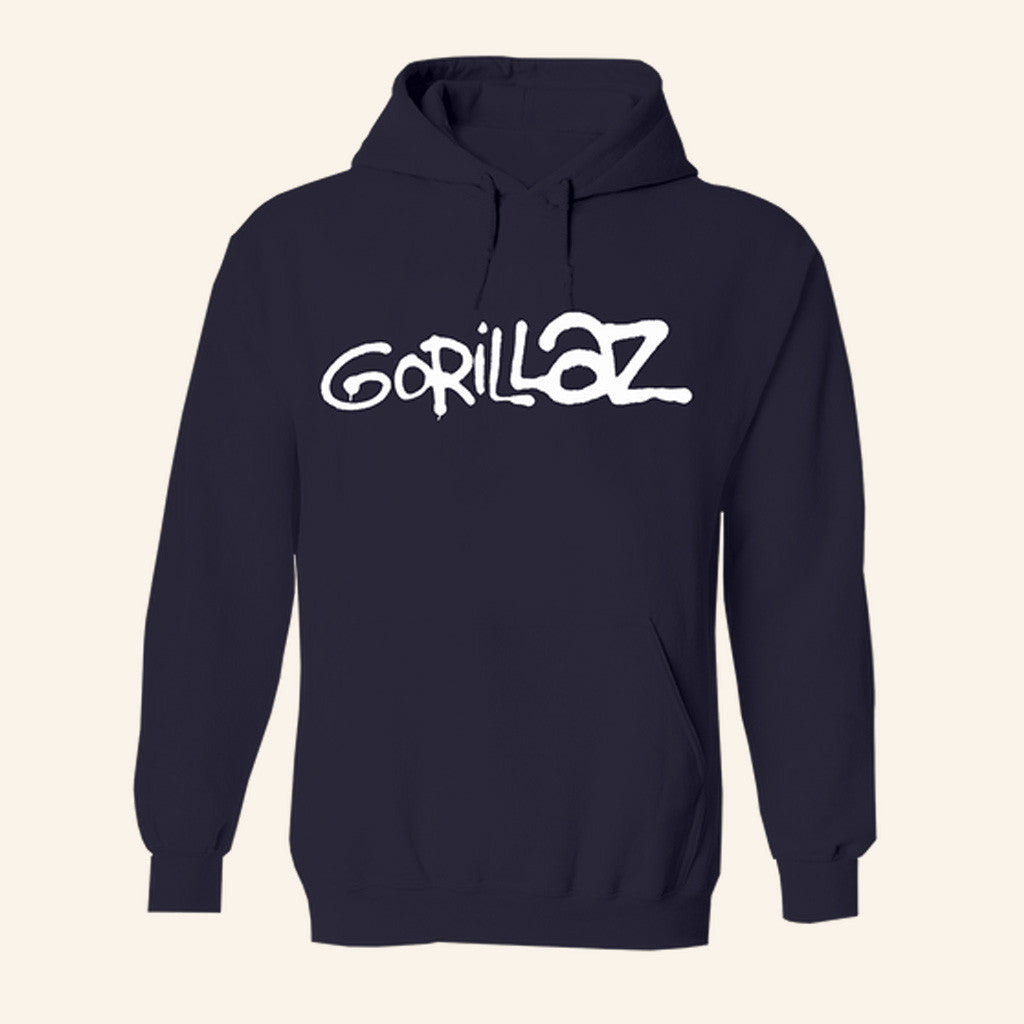 Gorillaz Merch 25 Graffiti Logo Navy Hoodie Birthday Gift Ideas For Him - Thriftgiftshop
