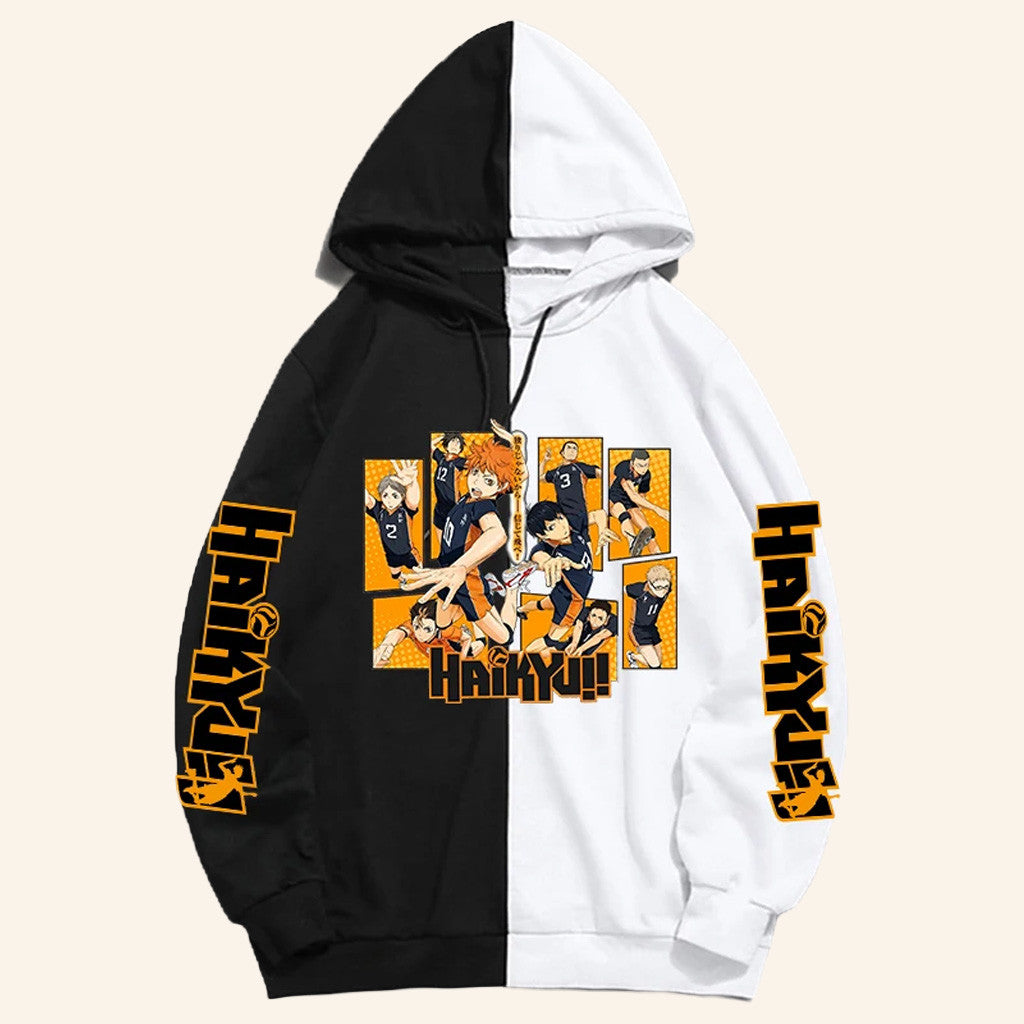 Haikyuu Merch Volleyball Team Black And White Hoodie Best Gifts For Anime Fans - Thriftgiftshop