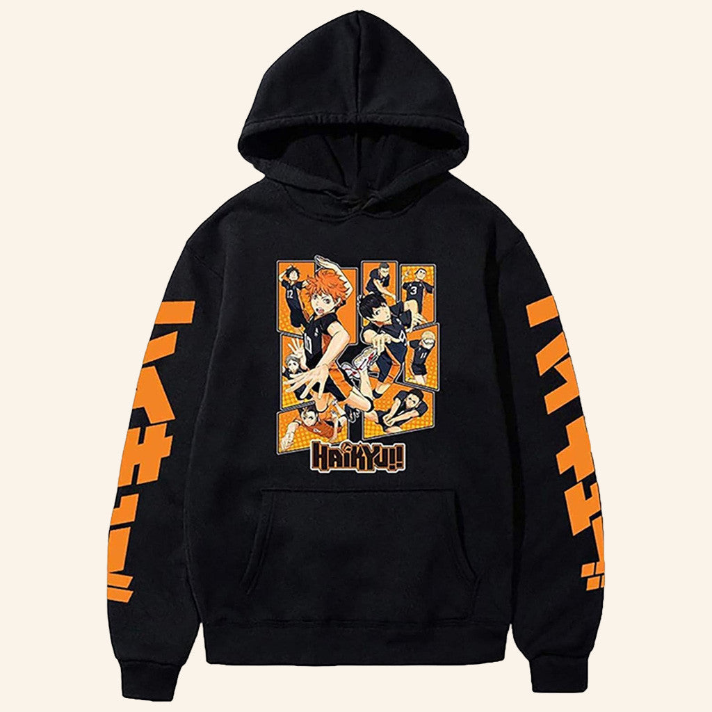Haikyuu Merch Volleyball Team Black Hoodie Best Gifts For Manga Lovers - Thriftgiftshop