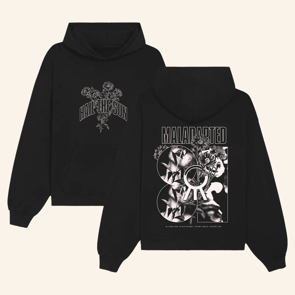 Hail The Sun Merch Monochrome Floral Hoodie Music Gift Ideas For Guys - Thriftgiftshop