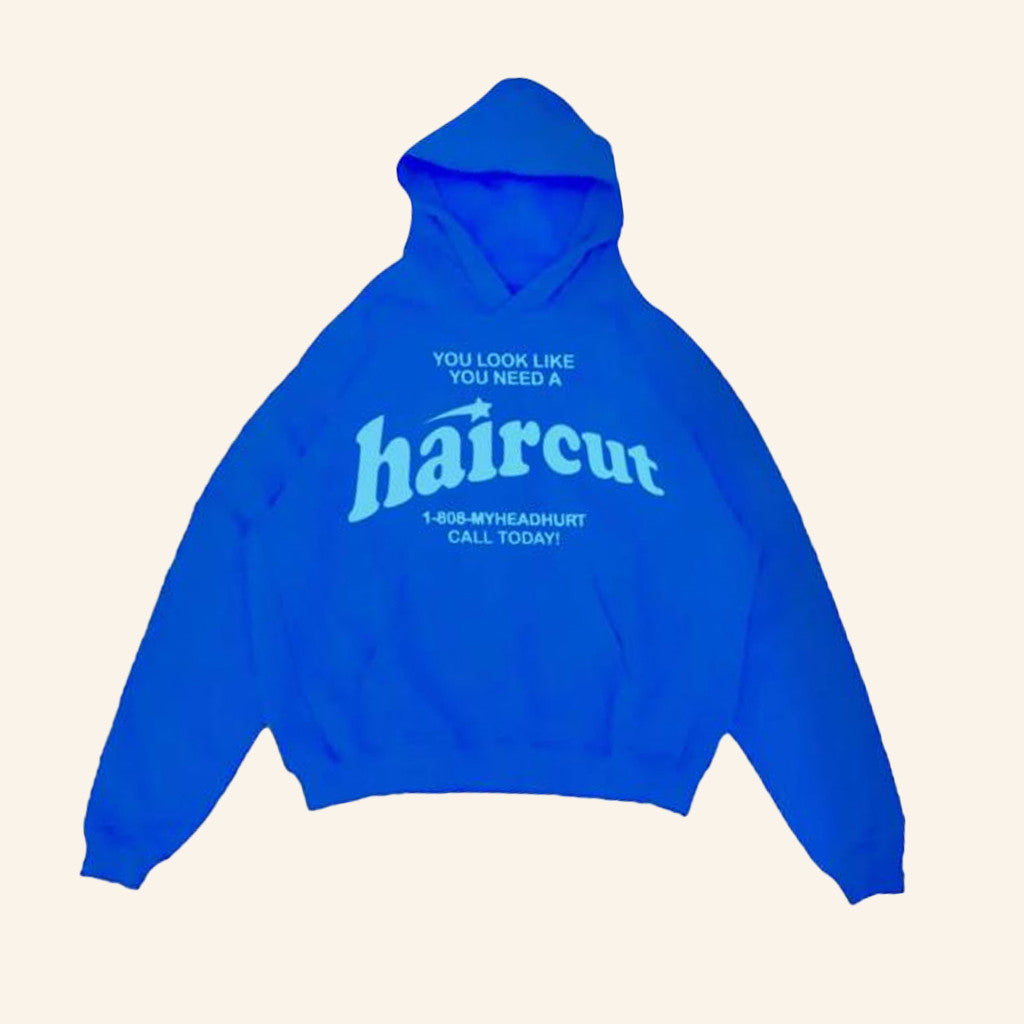 Haircut Merch Blue Haircut Hoodie Christmas Presents For Boyfriend - Thriftgiftshop