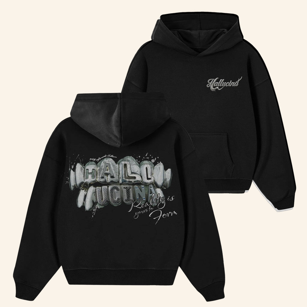 Hallucina Merch Black Chrome Hoodie Christmas Presents For Boyfriend - Thriftgiftshop