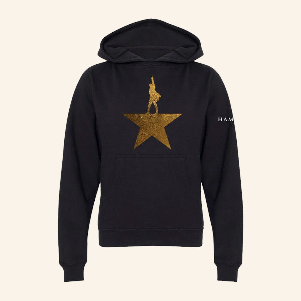 Hamilton Merch Gold Star Black Hoodie Birthday Present For Husband - Thriftgiftshop