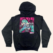 Hatsune Miku Merch Hatsune Miku Logo Repeat Hoodie Gifts For Music Fans - Thriftgiftshop