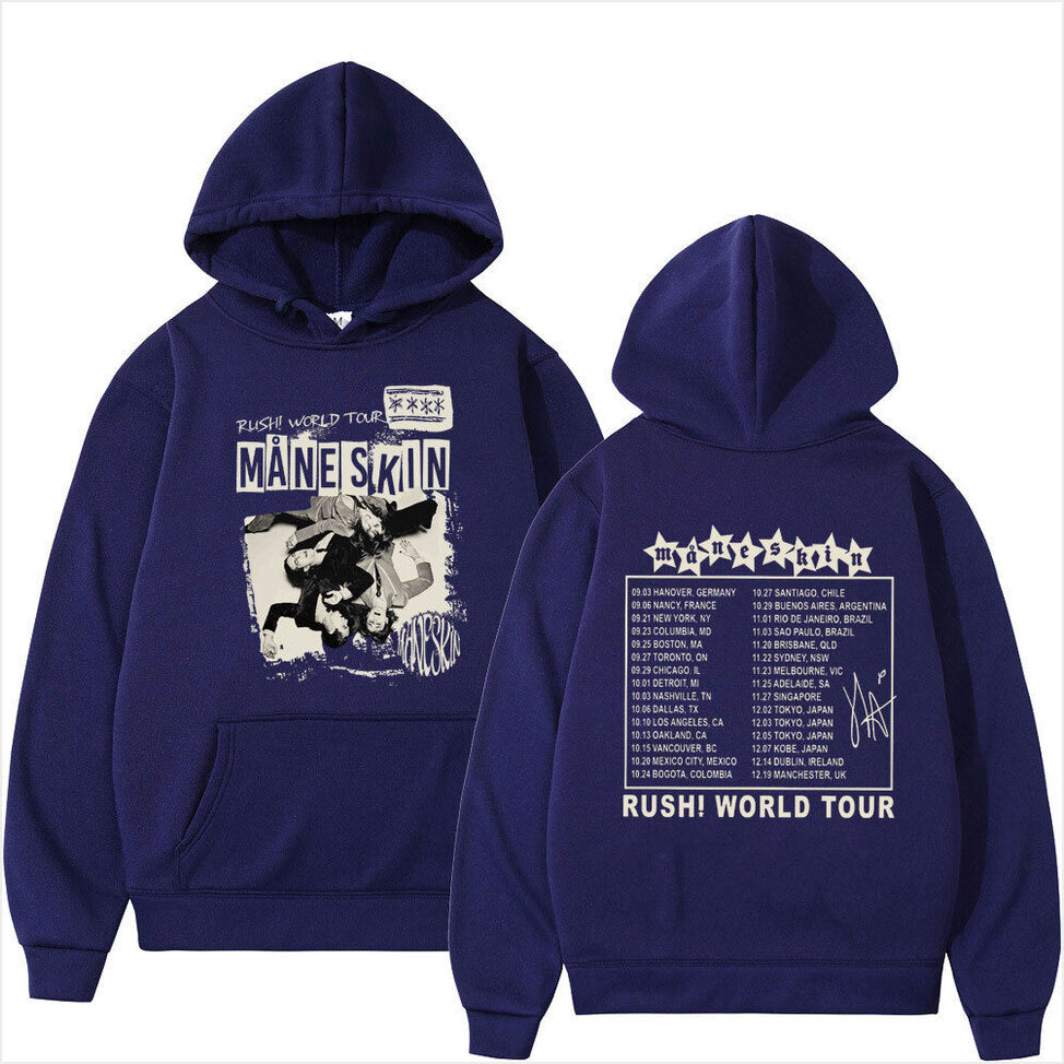 Hoodie Getluckyquest Rock Band Maneskin Rush World Tour Gifts For Brother Trendy Merch - Thriftgiftshop