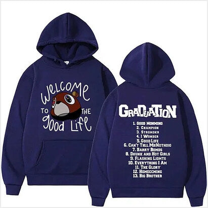 Hoodie Rapper Kanye West Song Good Life Print Gifts For Friends Merch Clothing - Thriftgiftshop