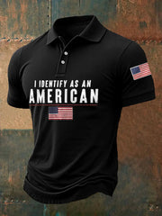 I Identify As An American Polo Shirt 250th Anniversary Apparel Gifts For Patriotic Person