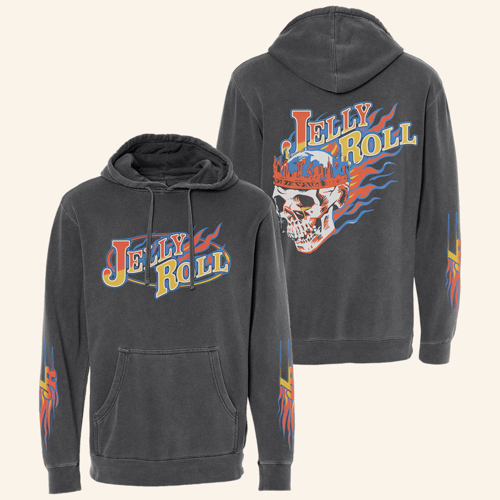 Jelly Roll Merch Flame Skull Hoodie Presents For Hip Hop Lovers - Thriftgiftshop