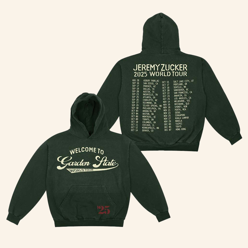 Jeremy Zucker Merch Garden State Tour Green Hoodie Cool Gifts For Music Lovers - Thriftgiftshop