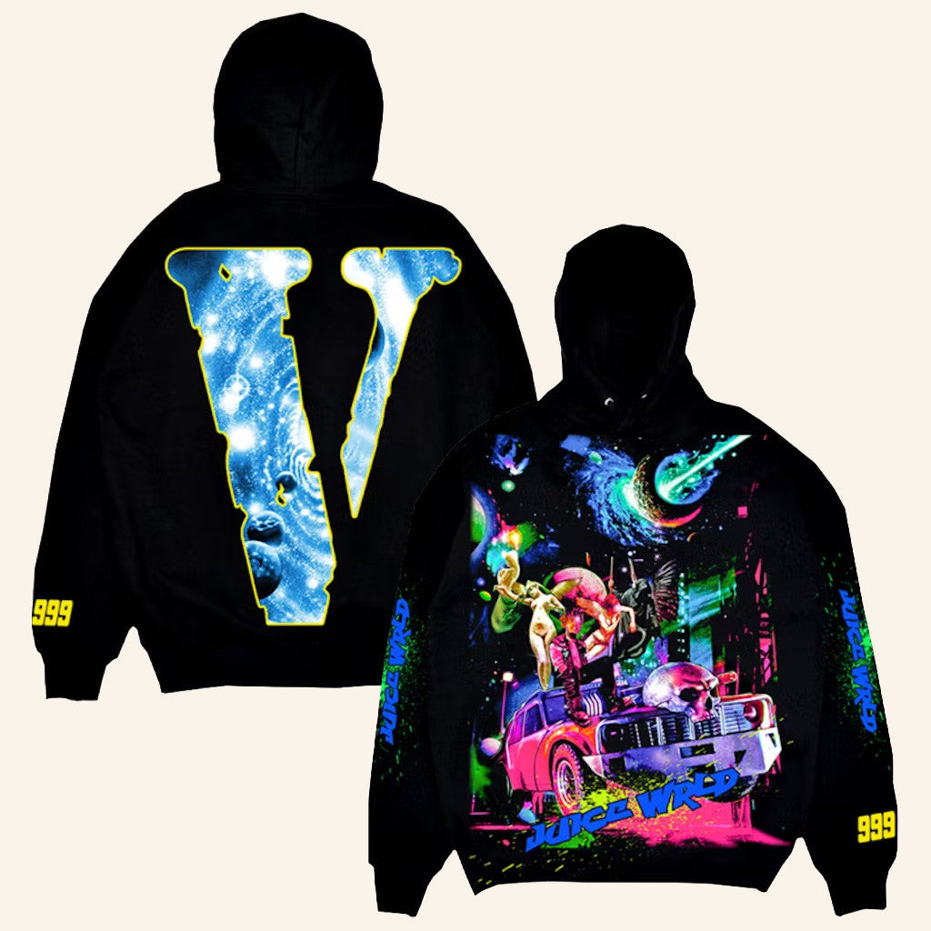 Juice WRLD Merch Juice WRLD x Vlone Cosmic Hoodie Presents For Hip Hop Lovers - Thriftgiftshop