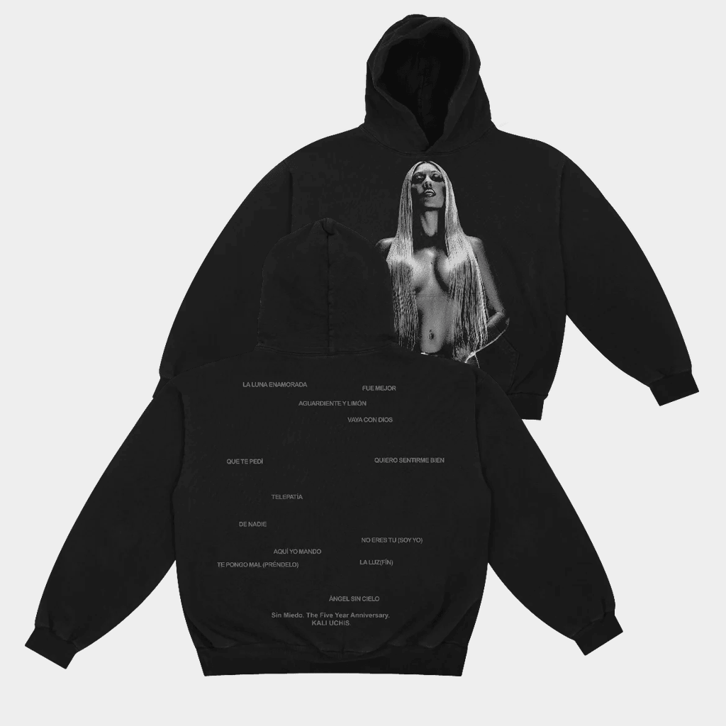 Kali Uchis Merch Sin Miedo Anniversary Black Hoodie Best Gifts For Music Fans - Thriftgiftshop