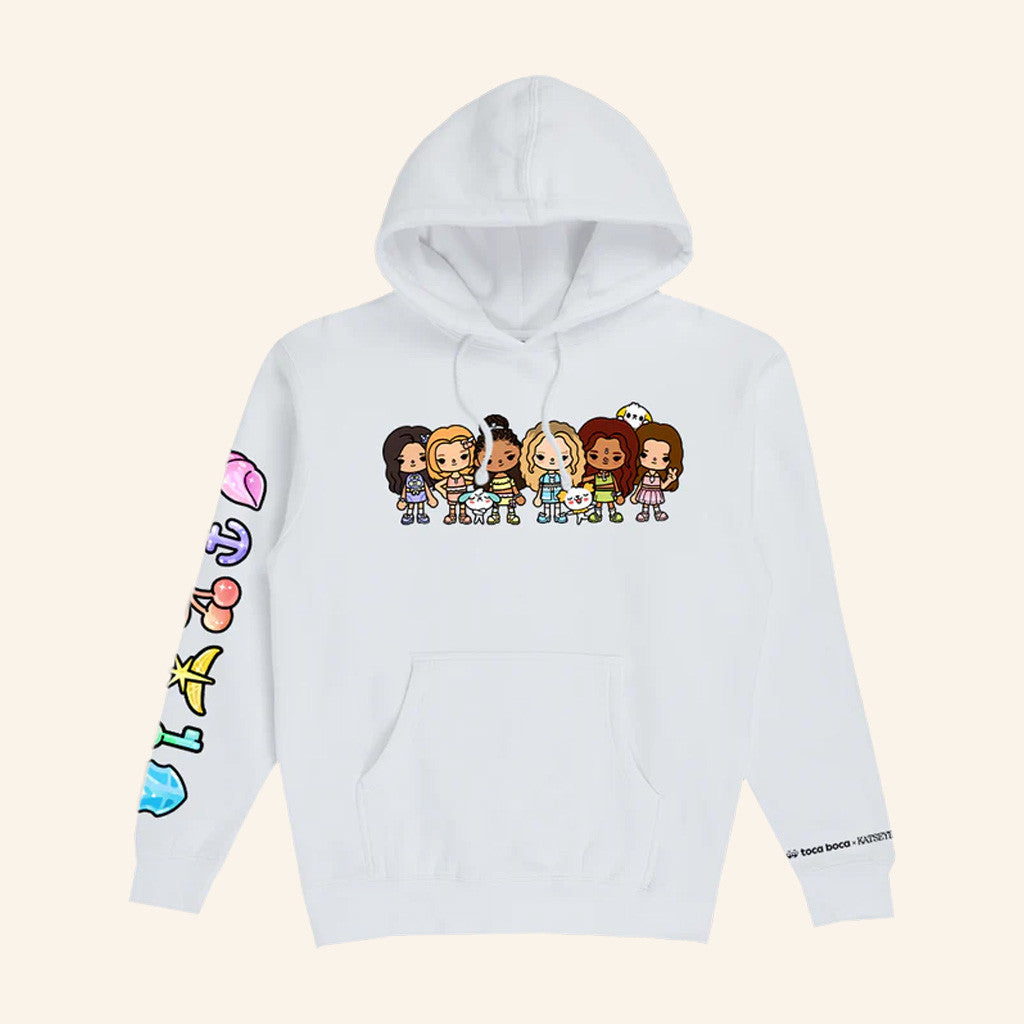 Katseye Merch Katseye X Toca Boca White Hoodie Gifts For Best Friends - Thriftgiftshop