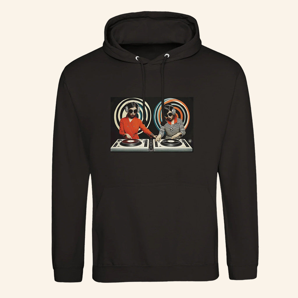 Kelly Boesch Art Merch Twin DJ's Retro Hoodie Gifts Ideas For Him - Thriftgiftshop