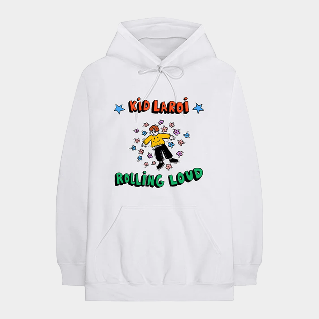 Kid LAROI Merch Kid LAROI X Rolling Loud Stream White Hoodie Present For Friends - Thriftgiftshop