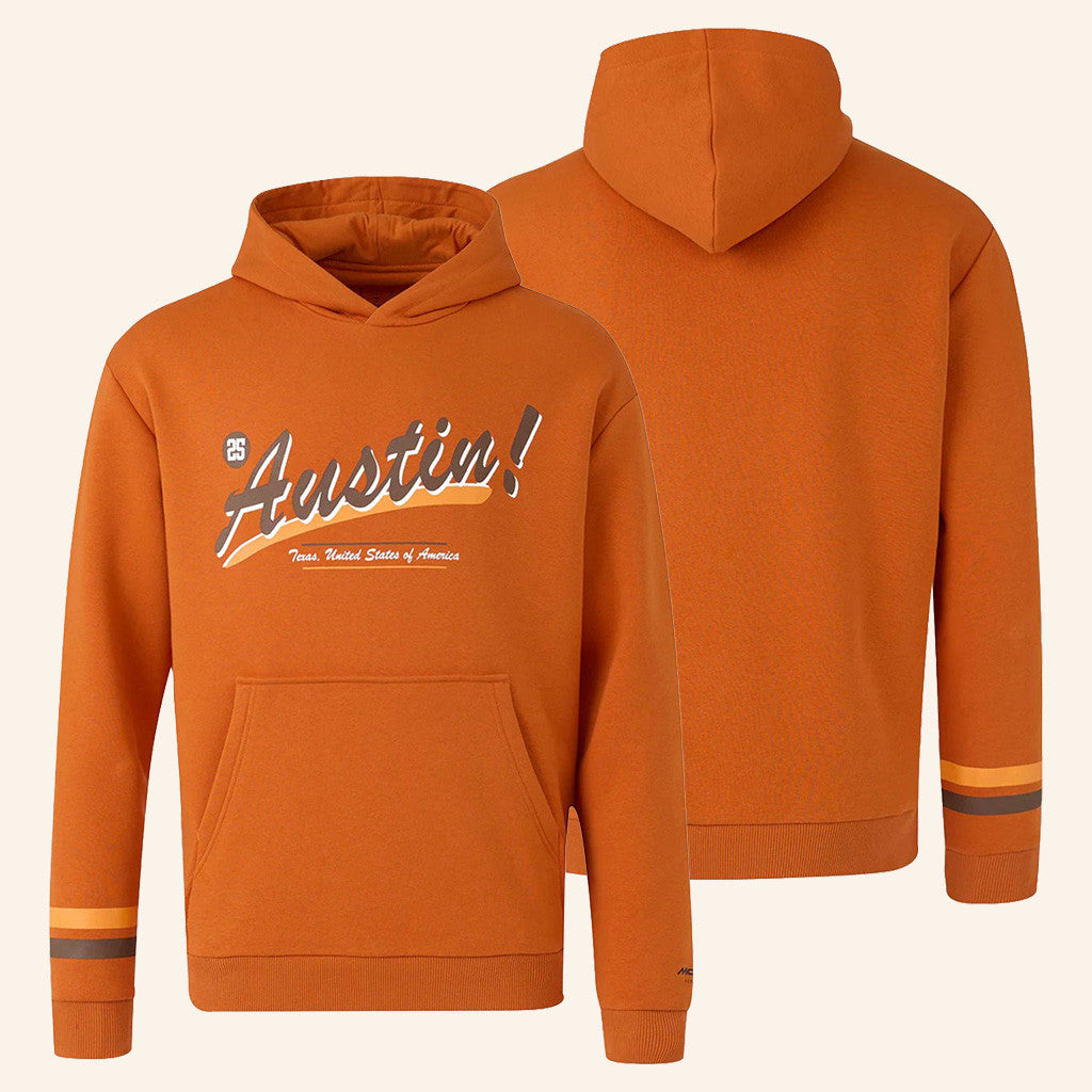 Lando Norris World Championship Merch WDC Clothing 2025 McLaren F1 Mens Austin GP Hoodie - Thriftgiftshop