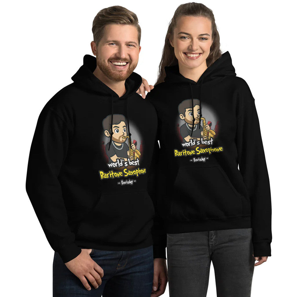Louisayy Merch World's Best Baritone Saxophone Hoodie Black Gift Ideas For Husband - Thriftgiftshop