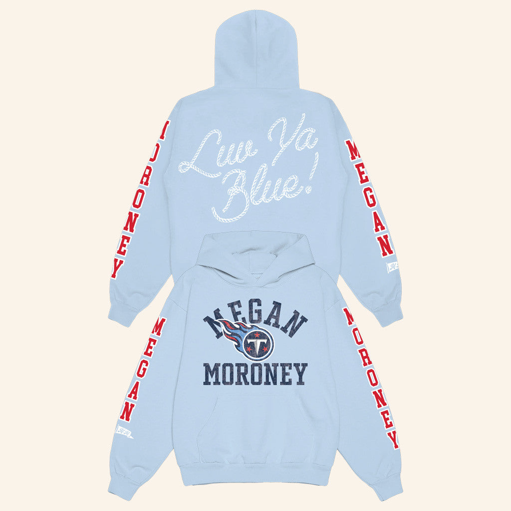 Megan Moroney Merch Megan Moroney x Tennessee Titans Varsity Block Hoodie Gift For Friends - Thriftgiftshop