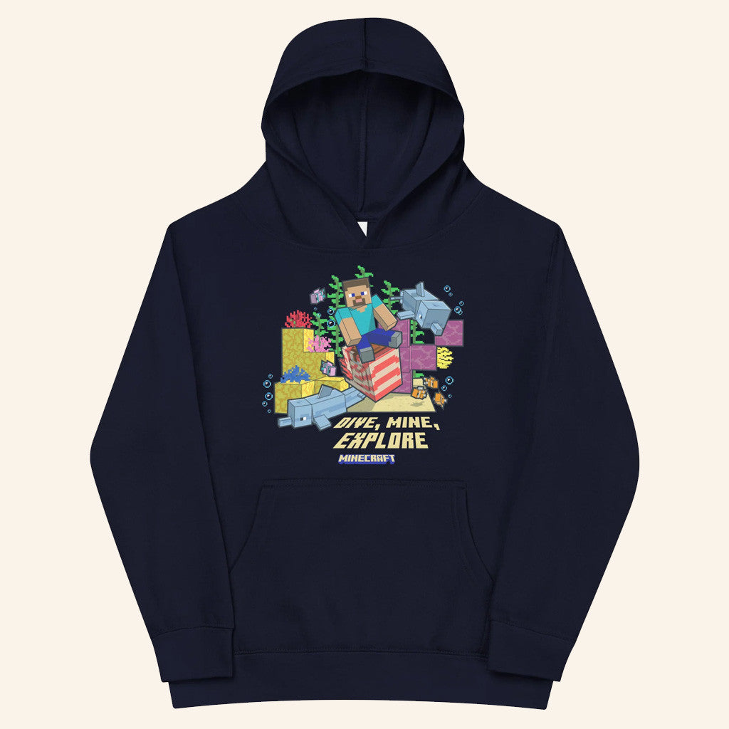 Minecraft Merch Dive Mine Explore Hoodie Birthday Gift Ideas For Son - Thriftgiftshop