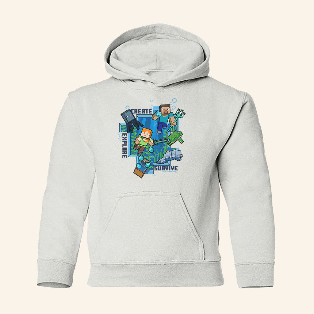 Minecraft Merch Minecraft Create Explore Survive Hoodie Birthday Present For Son - Thriftgiftshop