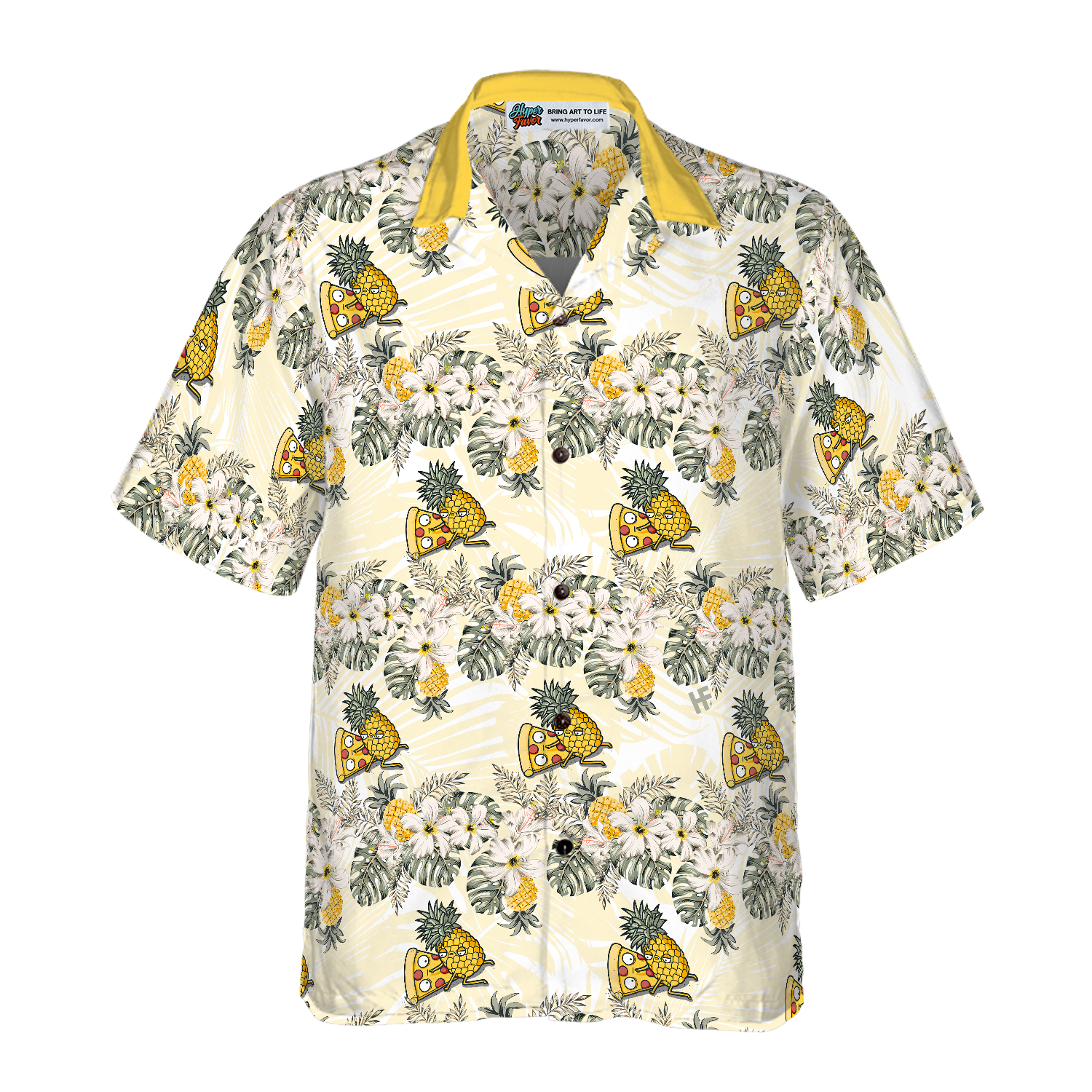 Cartoon Pizza Pineapple Hawaiian Shirt, Pineapple Hawaiian Shirt, Best Gift For Cartoon Lover, Friend, Family