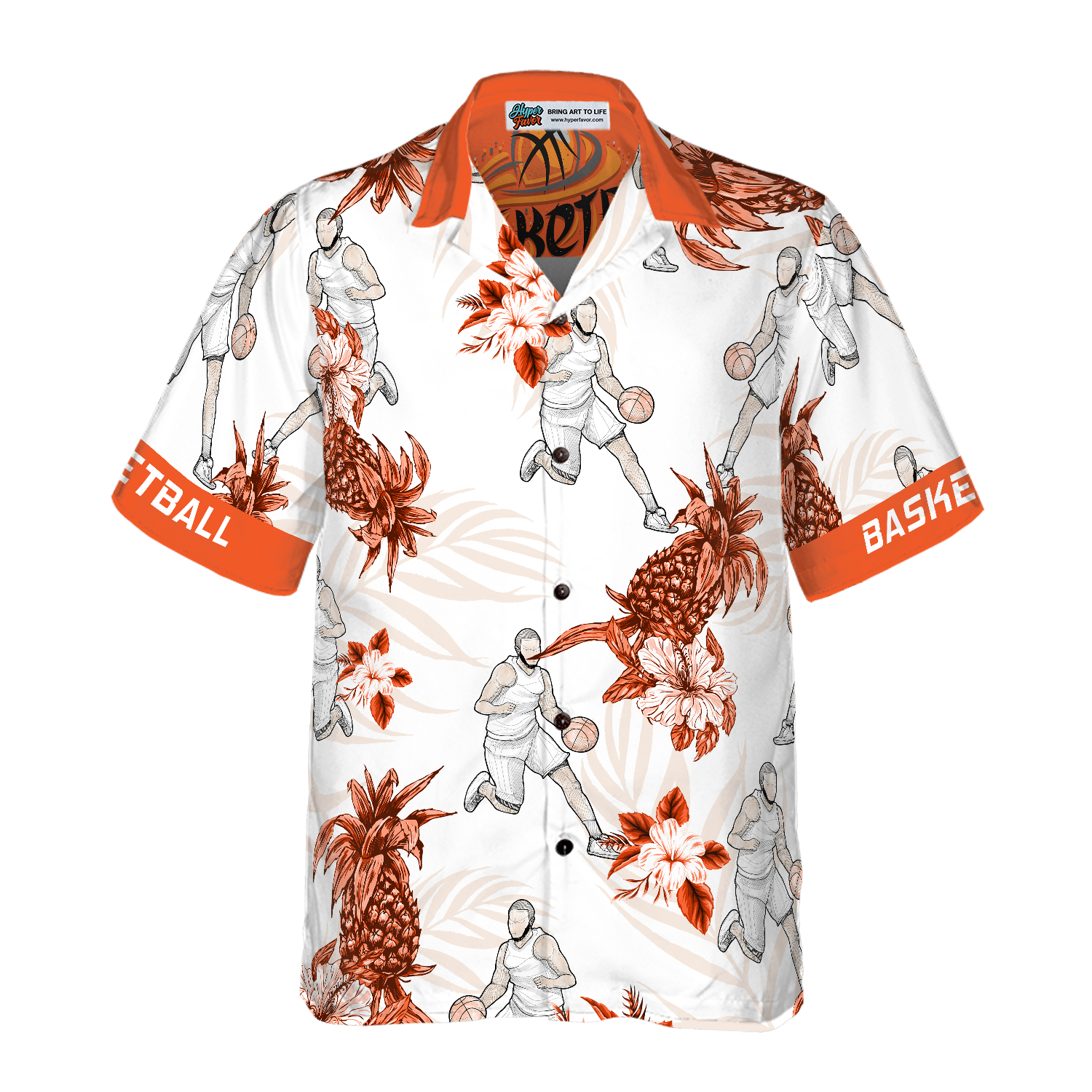 Basketball Pineapple Seamless Pattern Hawaiian Shirt, Best Gift For Basketball Player, Friend, Family