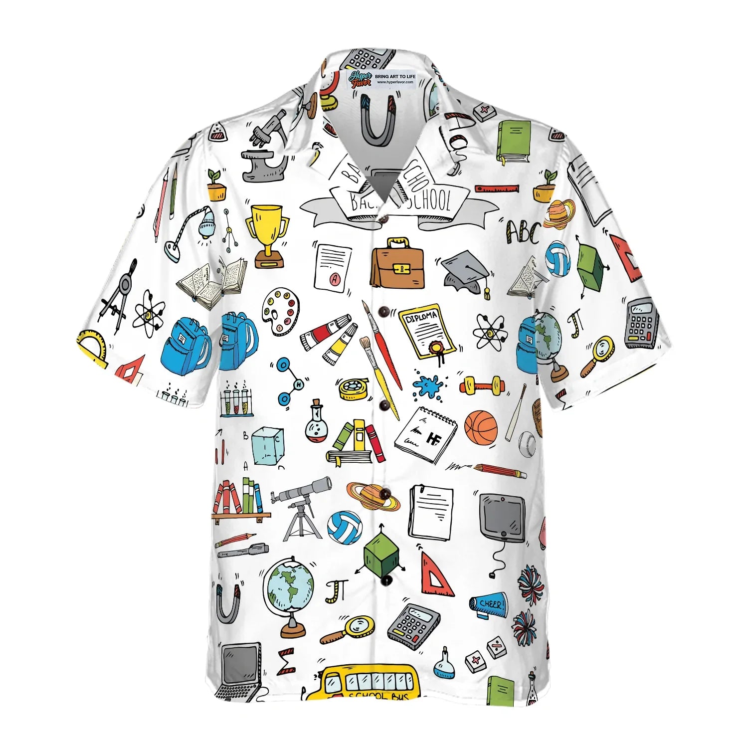 Back To School Hand Drawn Doodle Style School Hawaiian Shirt, School Symbol Aloha Shirt For Men & Women, Best Gift For Teachers, Student, Alumnus