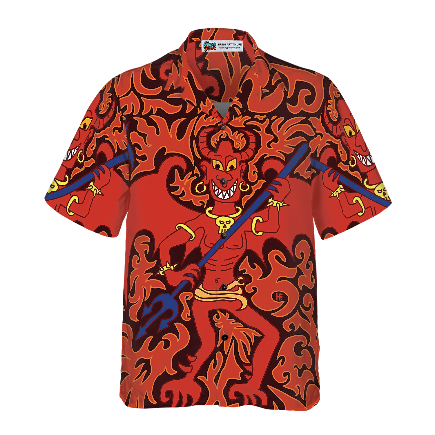 Cartoon Styled Demon Satanic Goth Gothic Hawaiian Shirt, Best Gift For Cartoon Lover, Husband, Wife, Boyfriend, Girlfriend, Friend, Family