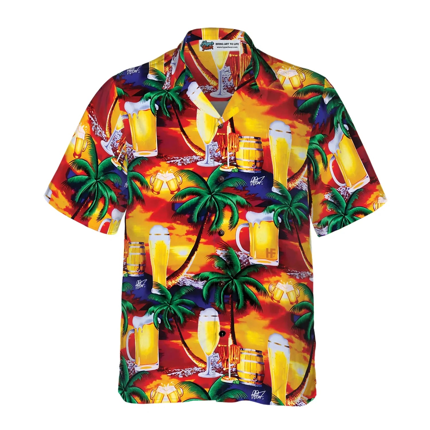 Beer in Paradise Hawaiian Shirt, Palm Tree Hawaiian Shirt, Beer Tropical Summer Aloha Shirt For Men, Perfect Gift For Beer Lovers, Friends, Husband, Boyfriend, Family