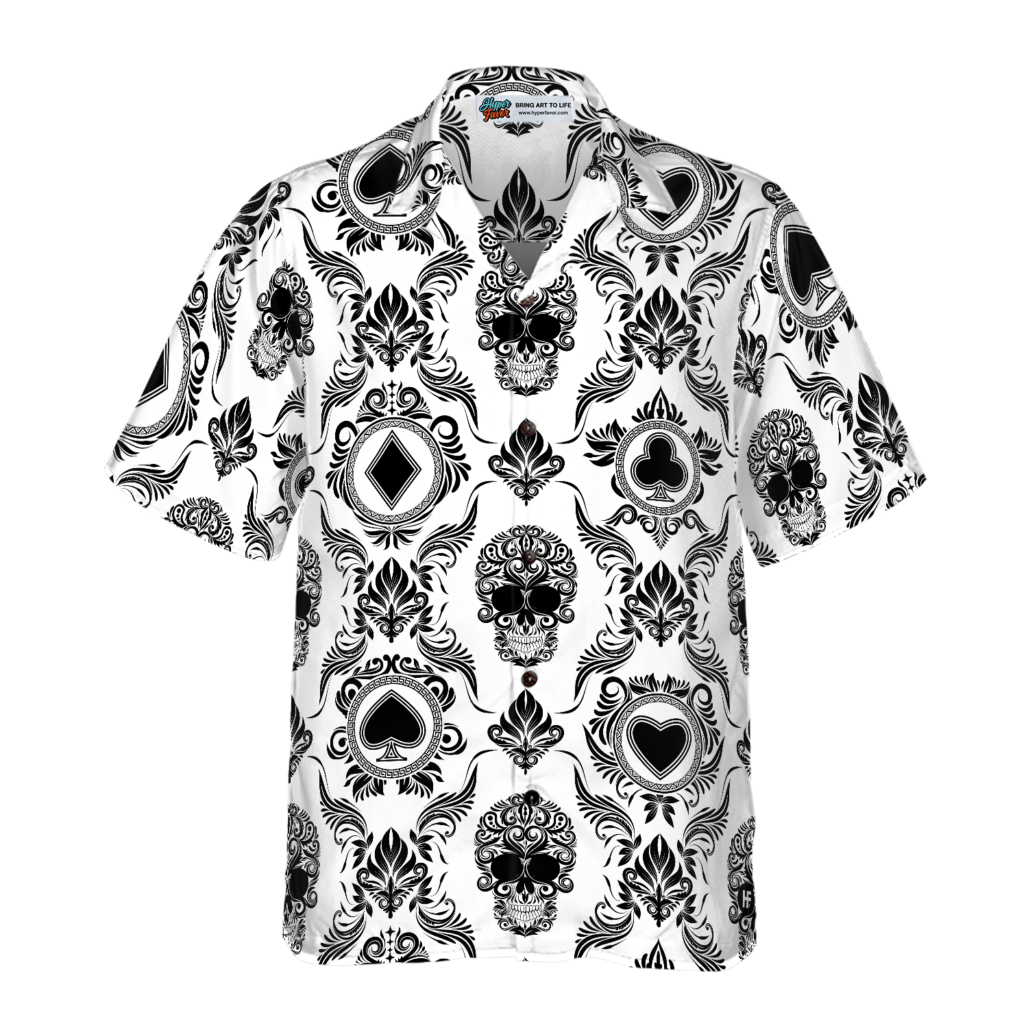 Casino And Black Skull Pattern Hawaiian Shirt, Best Gift For Husband, Wife, Boyfriend, Girlfriend, Friend, Family