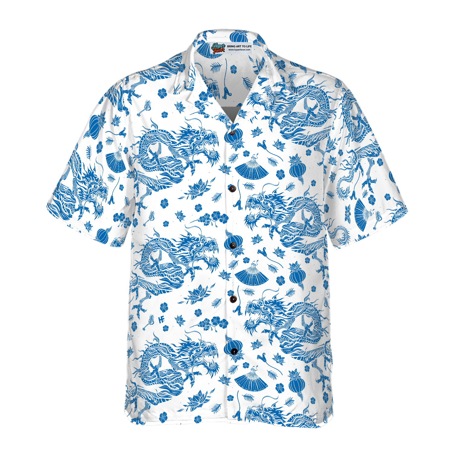 Ceramics Blue Pattern Hawaiian Shirt, Asia Dragon Hawaiian Shirt, Best Gift For lover, Friend, Family
