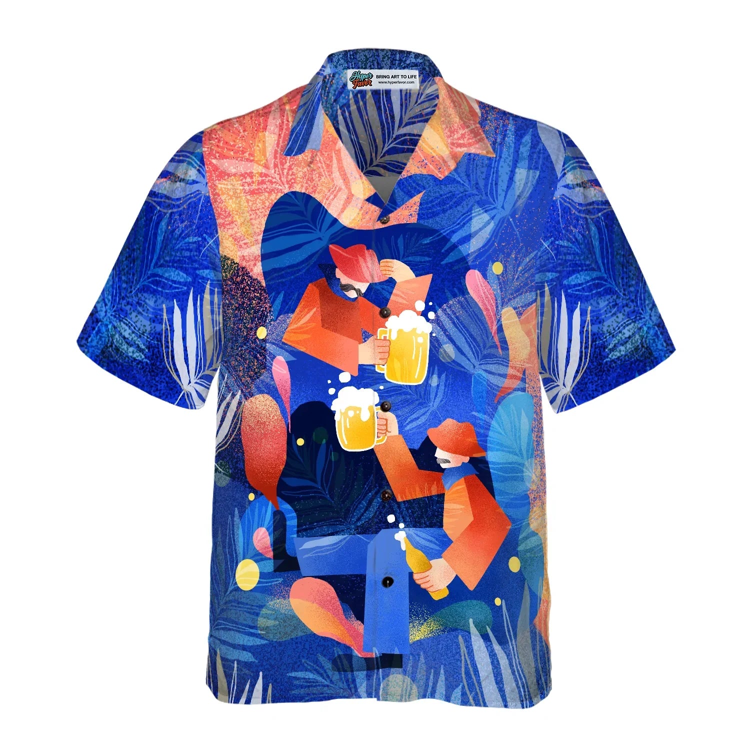 Artistic Beer Party Hawaiian Shirt, Beer Lovers Aloha Shirts For Men, Blue Tropical Shirt, Best Gift For Summer, Husband, Wife, Boyfriend, Girlfriend