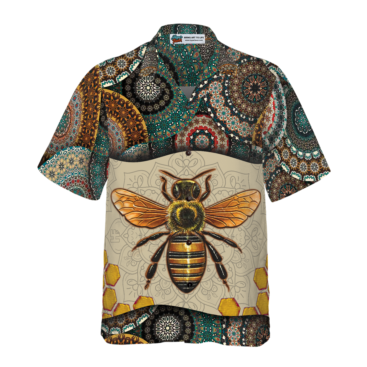 Boho Mandala Bee Hawaiian Shirt, Best Gift For Husband, Wife, Boyfriend, Girlfriend, Friend, Family