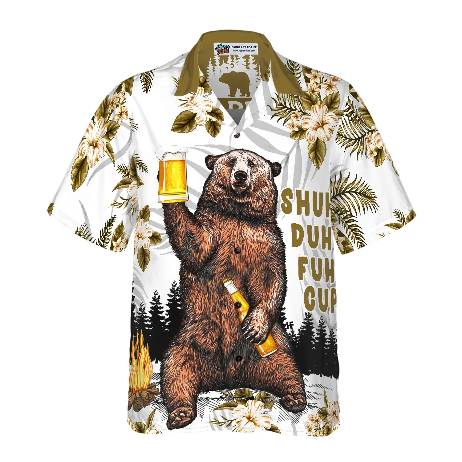 Bear Drinks Beer Hawaiian Shirt, Funny Camping Aloha Shirt For Men, Perfect Gift For Beer Lovers, Camping Lovers, Friends, Husband, Boyfriend, Family
