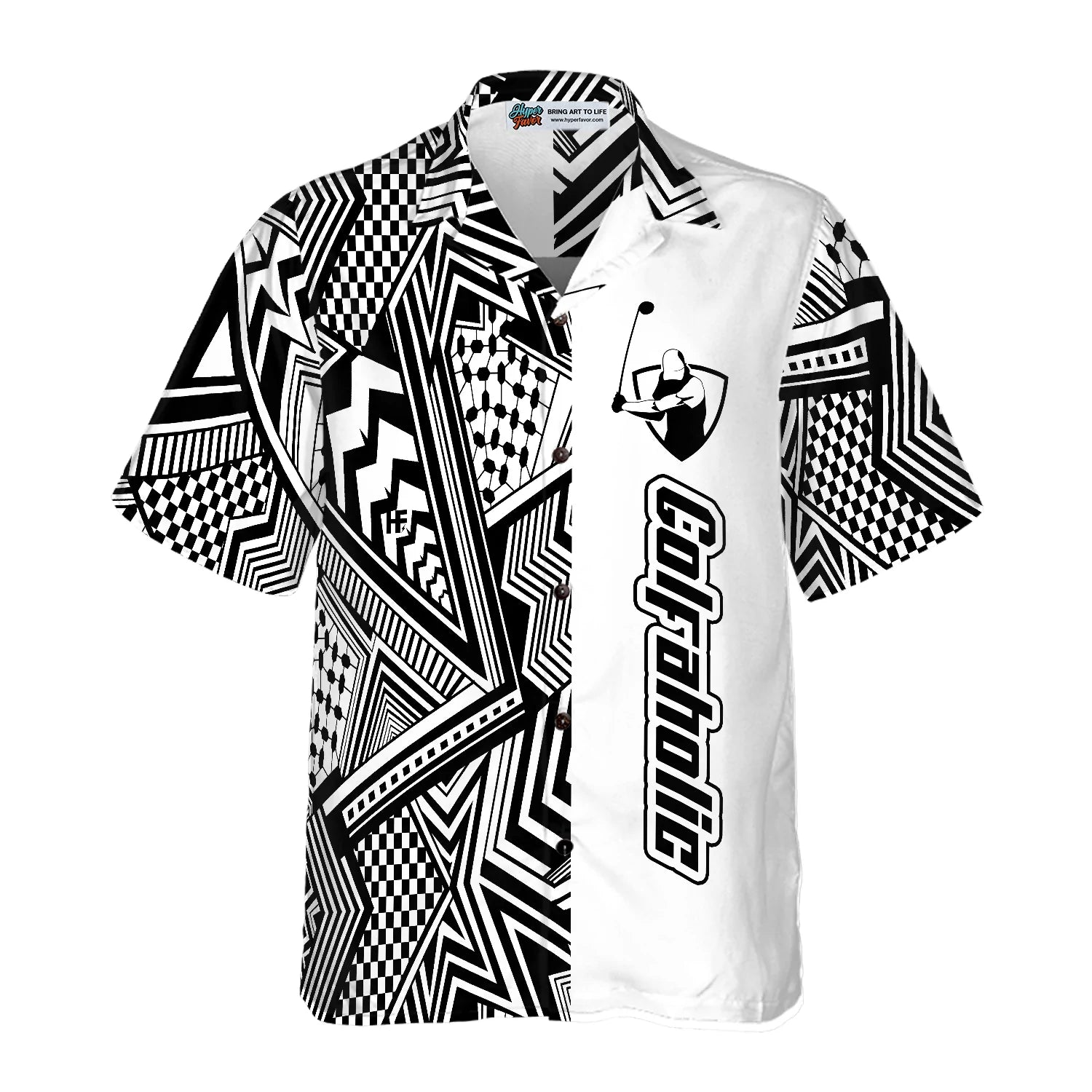 Black and White Golfaholic Hawaiian Shirt, Golf Hawaiian Shirt For Men & Women - Perfect Gift Husband, Wife, Boyfriend, Girlfriend, Family, Friends