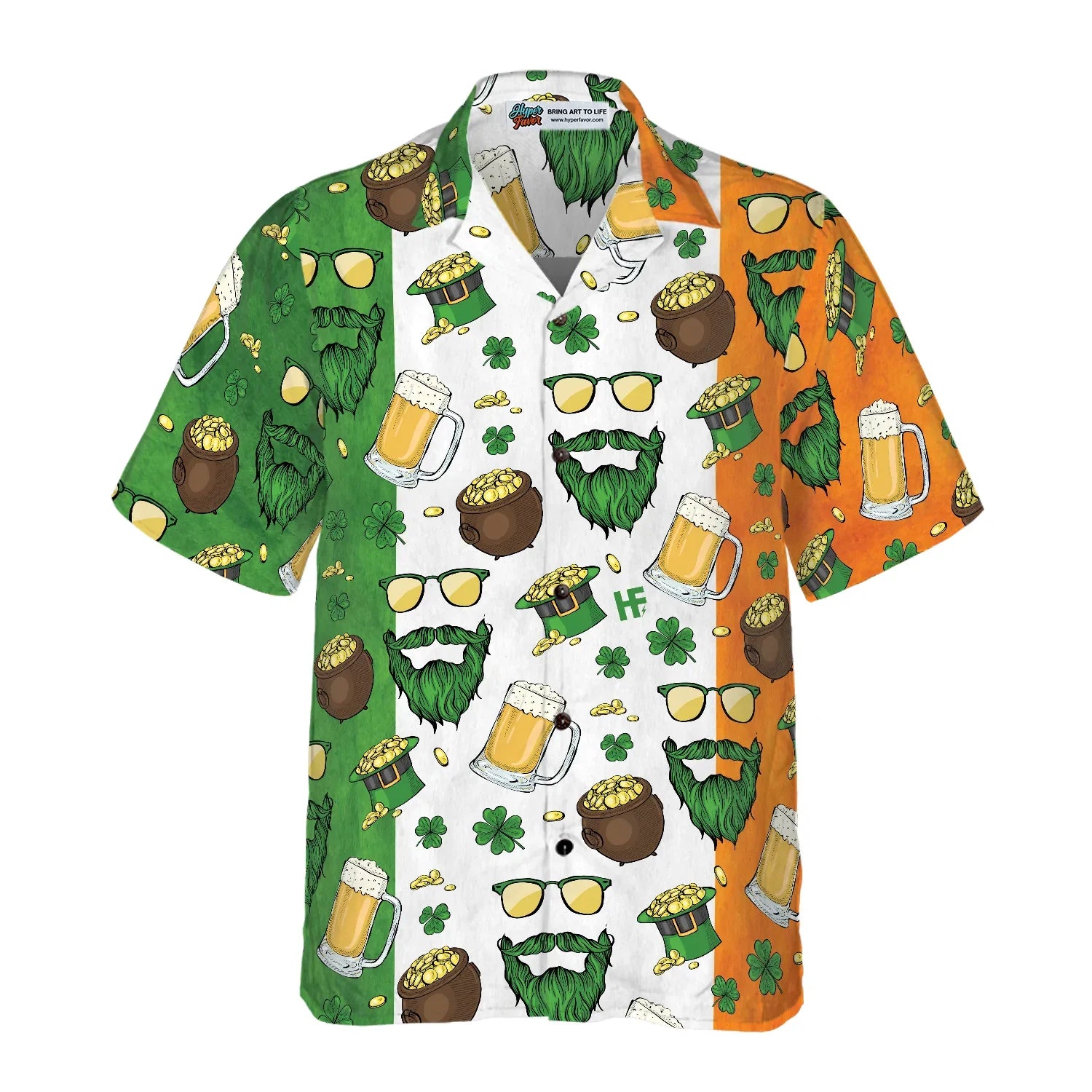 Beard Saint Patrick's Day Seamless Pattern Hawaiian Shirt, Beer Tropical Summer Aloha Shirt For Men- Perfect Gift For Beer Lovers, Friends, Husband, Boyfriend, Family