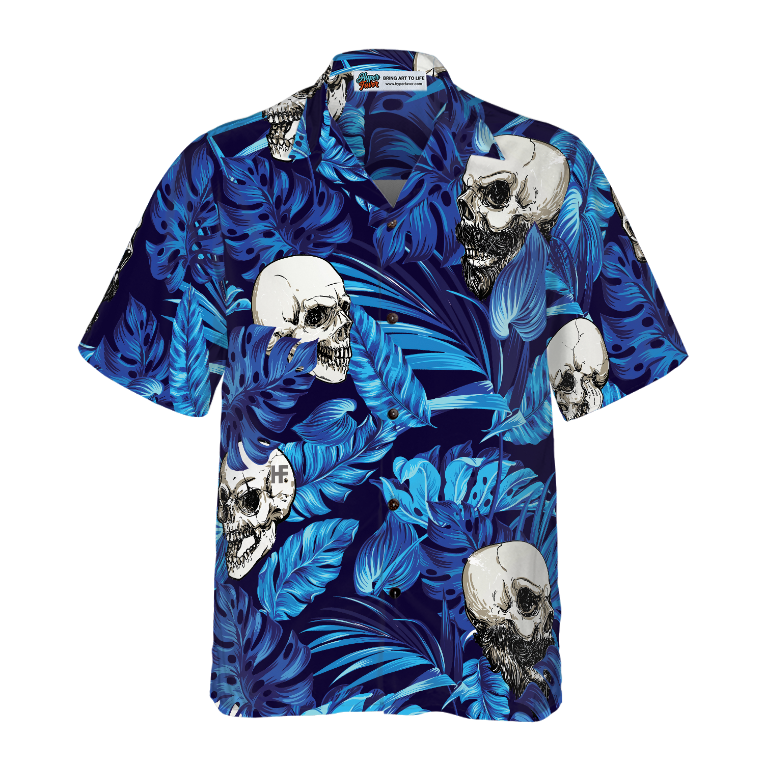 Blue Tropical Floral Summer And Skull Hawaiian Shirt, Best Gift For lover, Friend, Family