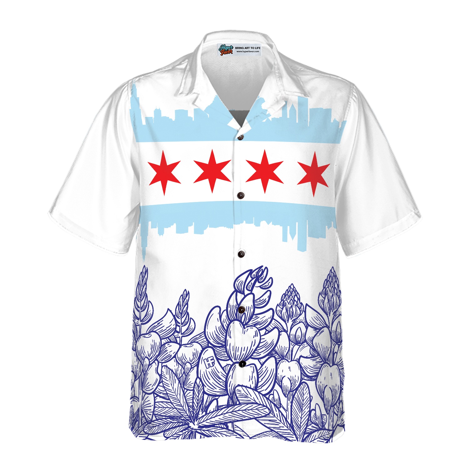 Bluebonnet Flag High Rise Building Hawaiian Shirt, Best Gift For lover, Friend, Family