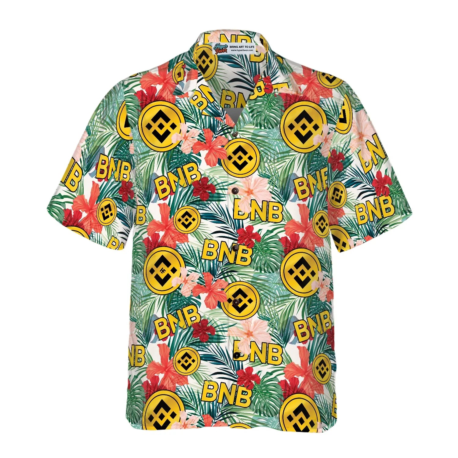 Binance Coin Tropical Flower Hawaiian Shirt, Aloha Shirt For Men And Women - Perfect Gift For Bitcoin Lovers, Family, Friends, Husband, Boyfriend