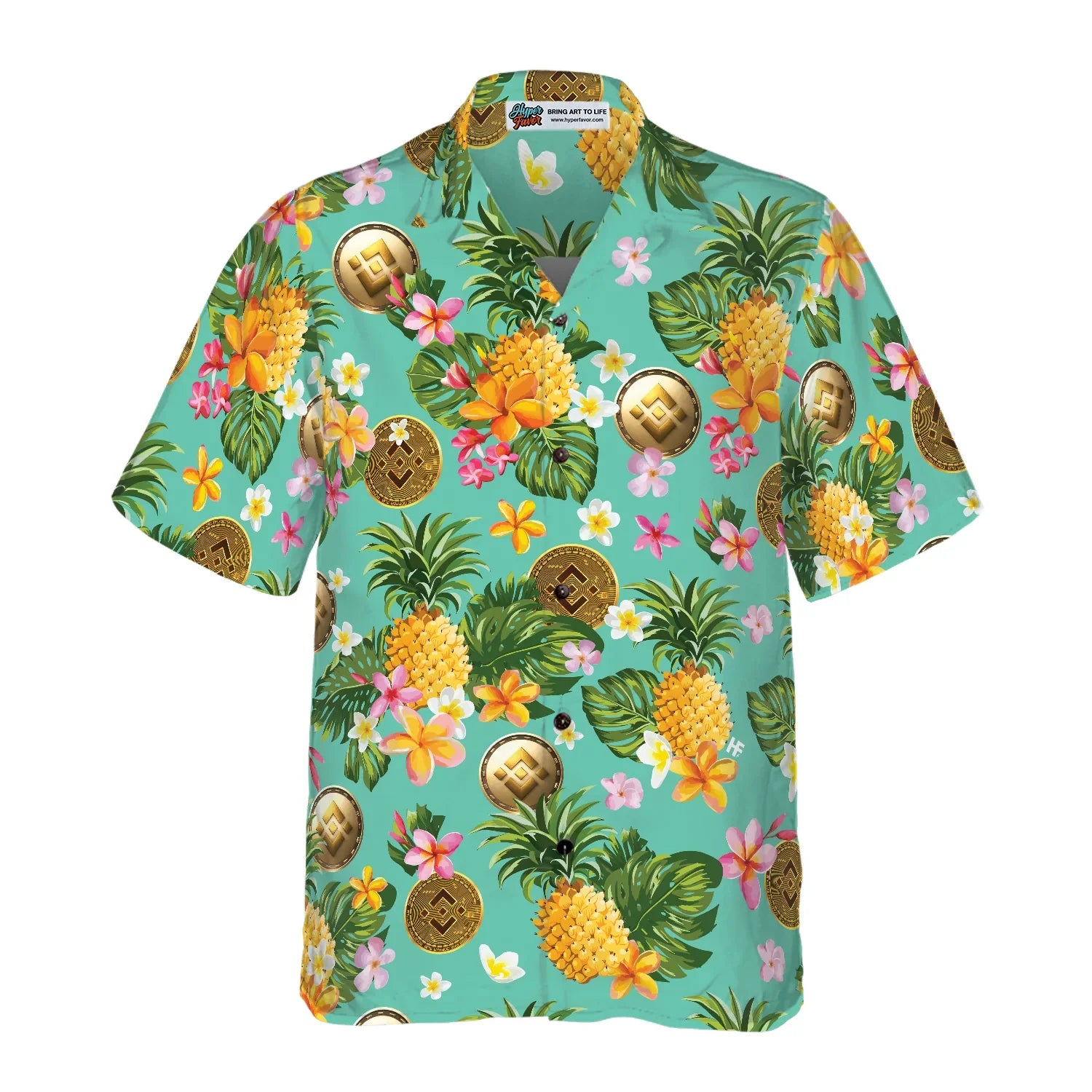 Binance Coin Yellow Tropical Flower Hawaiian Shirt - Perfect Gift For Family, Friends, Husband, Boyfriend, Wife, Girlfriend