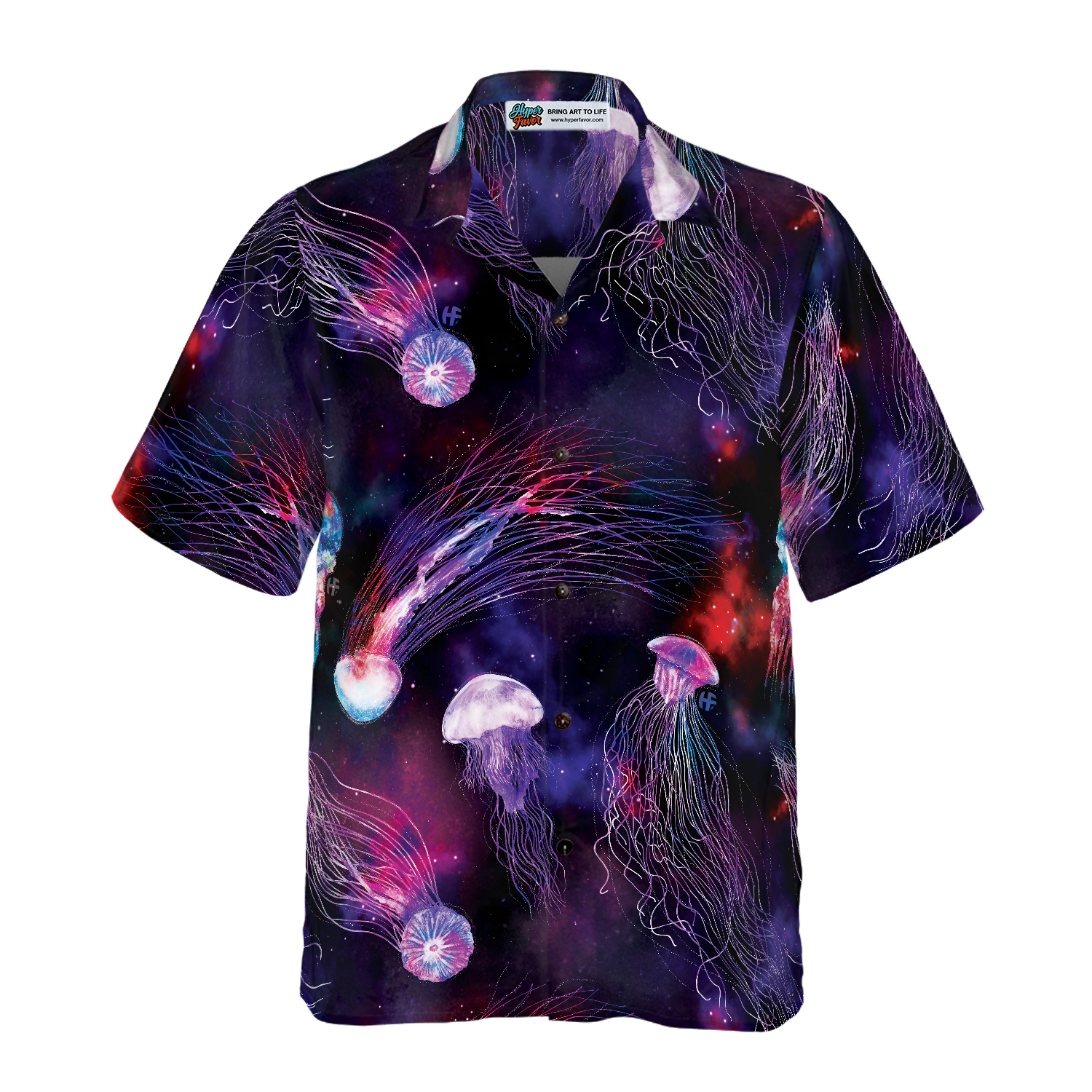 Bright Night Galaxy With Jellyfishes Hawaiian Shirt, Best Gift For Friend, Family
