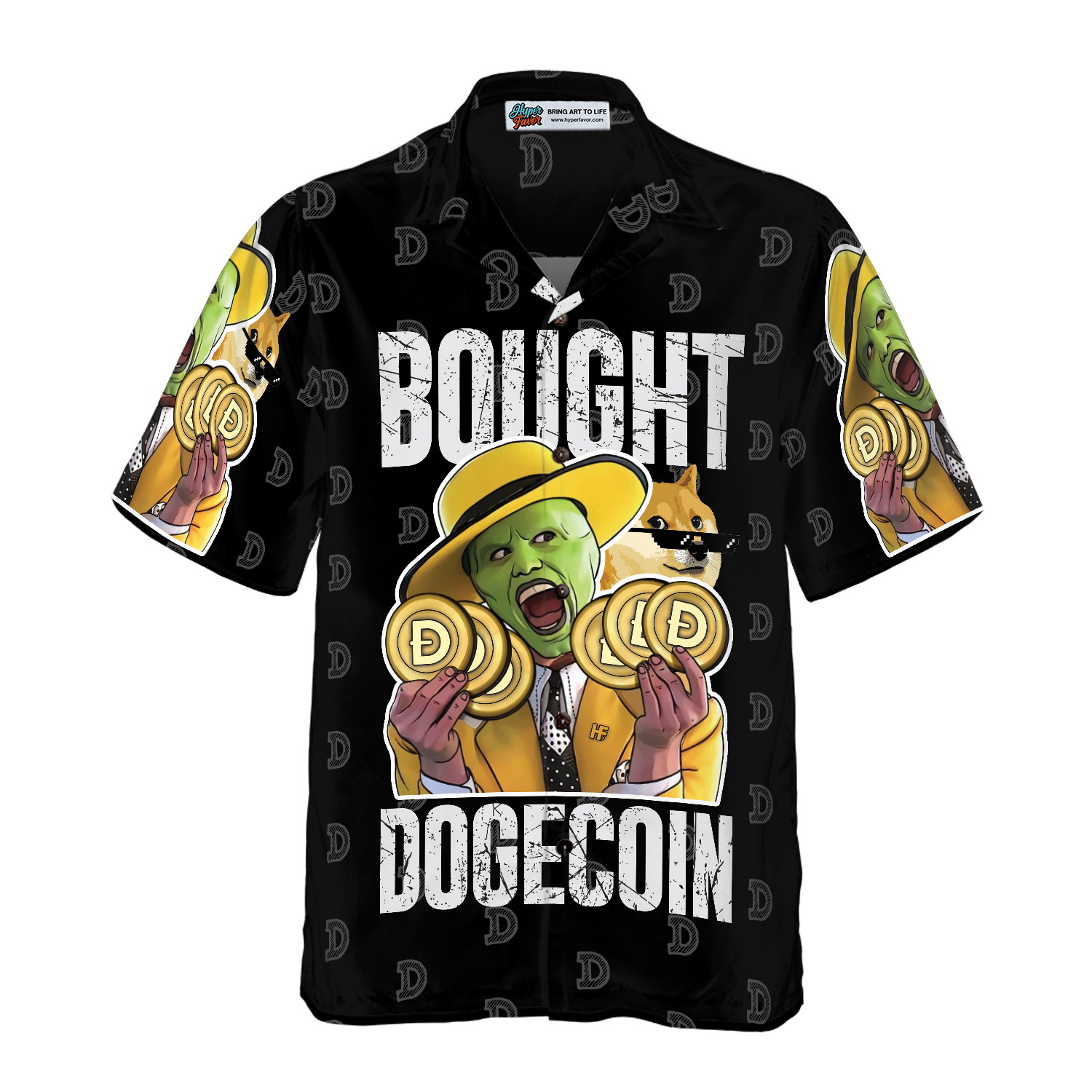 Bought Dogecoin Hawaiian Shirt, Best Gift For Husband, Wife, Boyfriend, Girlfriend, Friend, Family