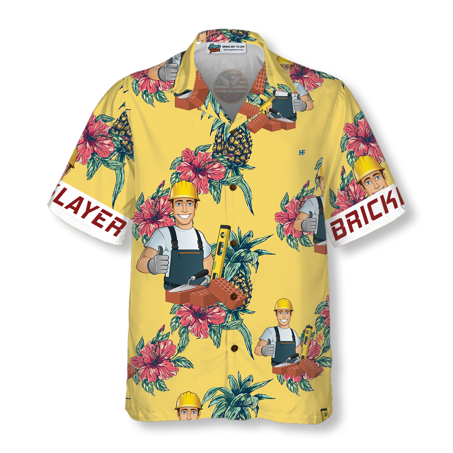Bricklayer Pineapple Seamless Pattern Hawaiian Shirt, Best Gift For Bricklayer, Friend, Family
