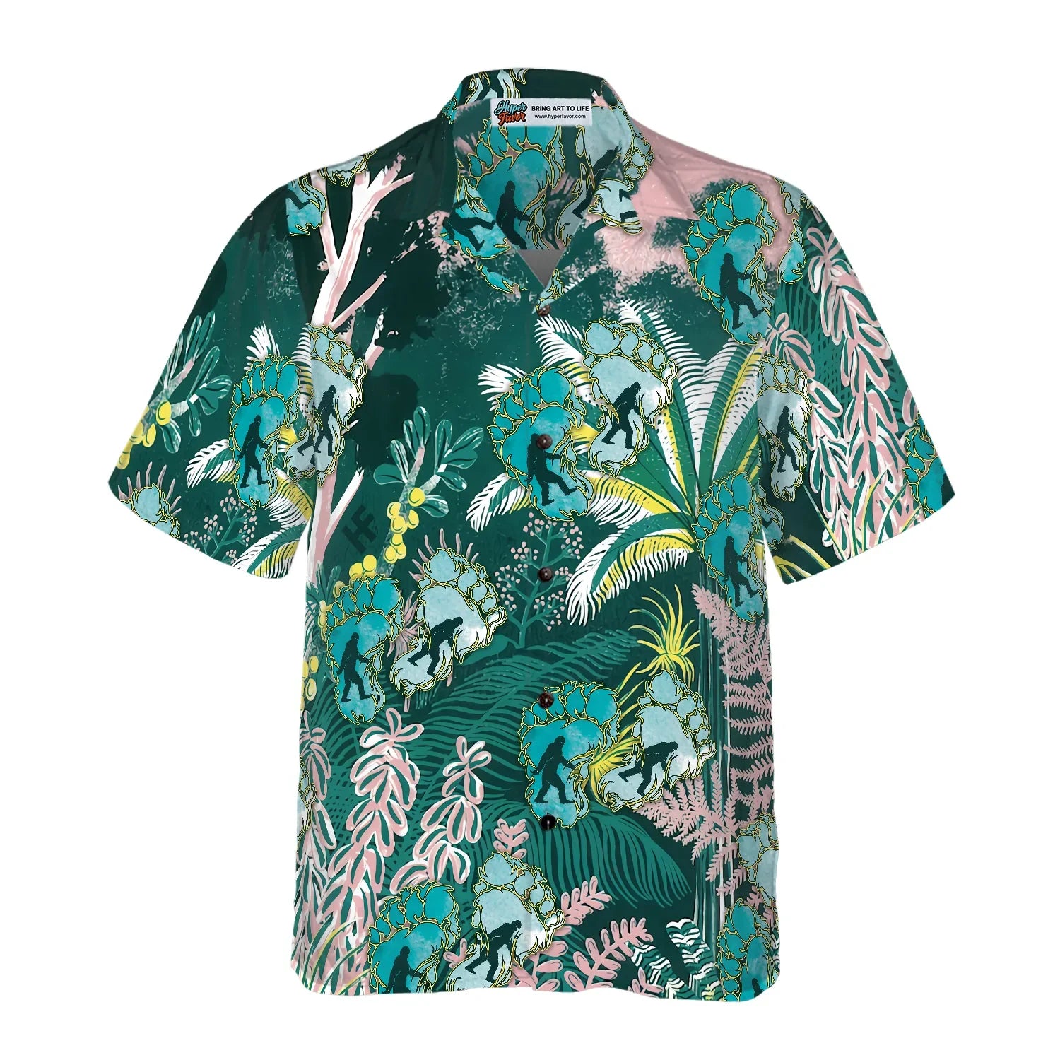 Tropical Forest Bigfoot Hawaiian Shirt, Tropical Floral And Leaves Bigfoot Shirt For Men, Aloha Tropical Summer Leaves Shirt For Men, Perfect Gift For Summer Tropical Lovers, Friends, Husband, Boyfriend, Family