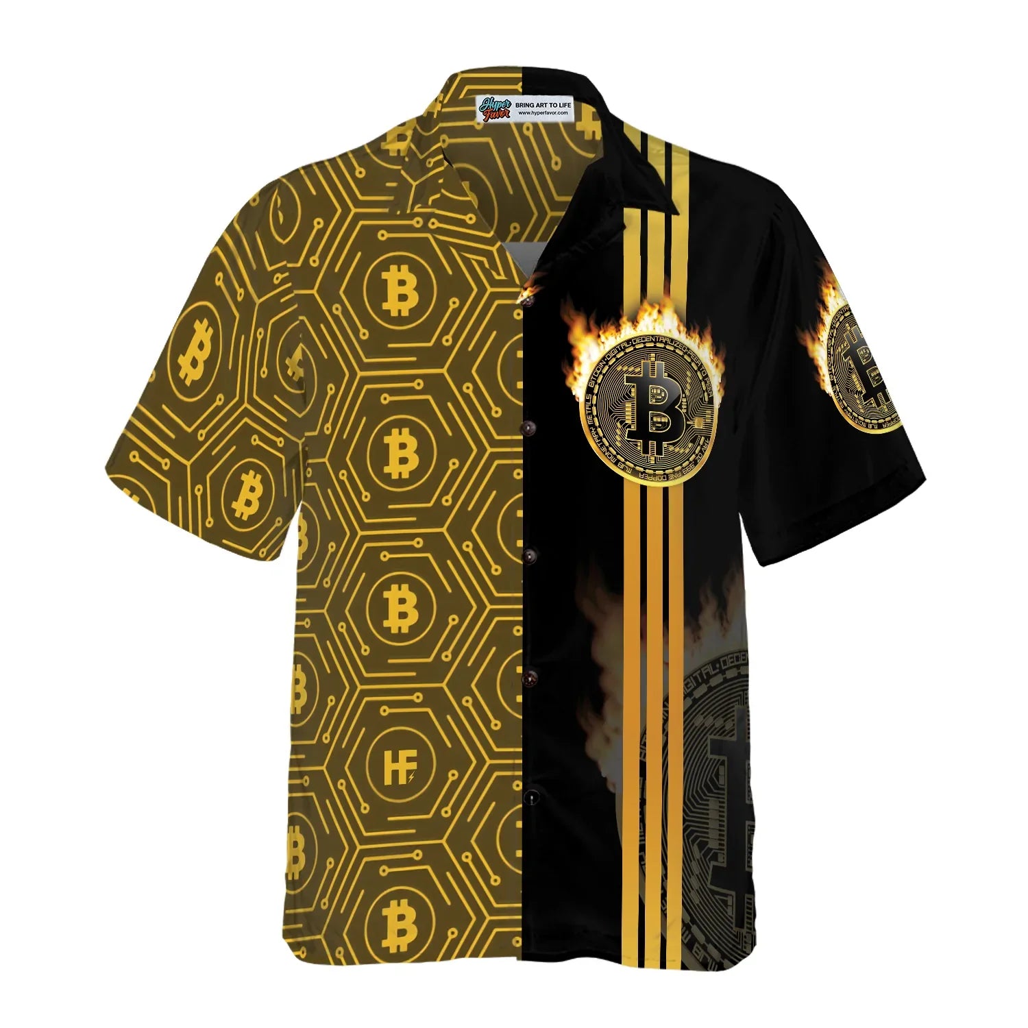 Bitcoin Flame Hawaiian Shirt, Bitcoin Aloha Shirt For Men - Perfect Gift For Bitcoin Lovers, Family, Friends, Husband, Boyfriend